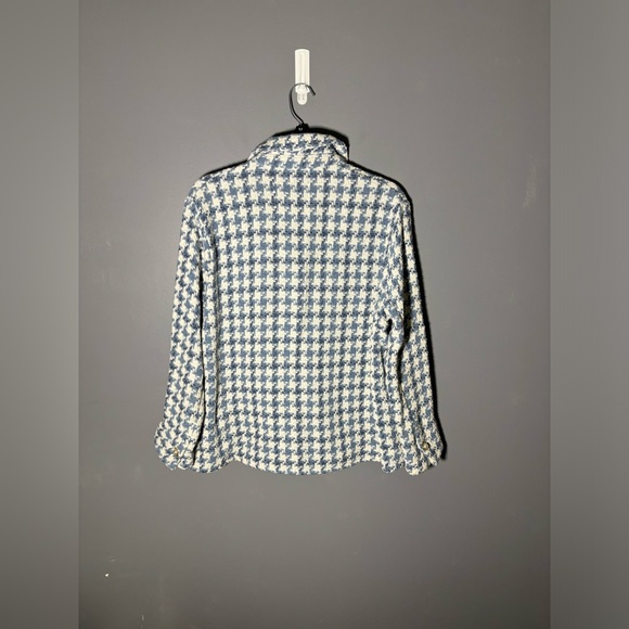 Zara Houndstooth Pearl Button Textured Shacket Womens Size Medium - Picture 3 of 4